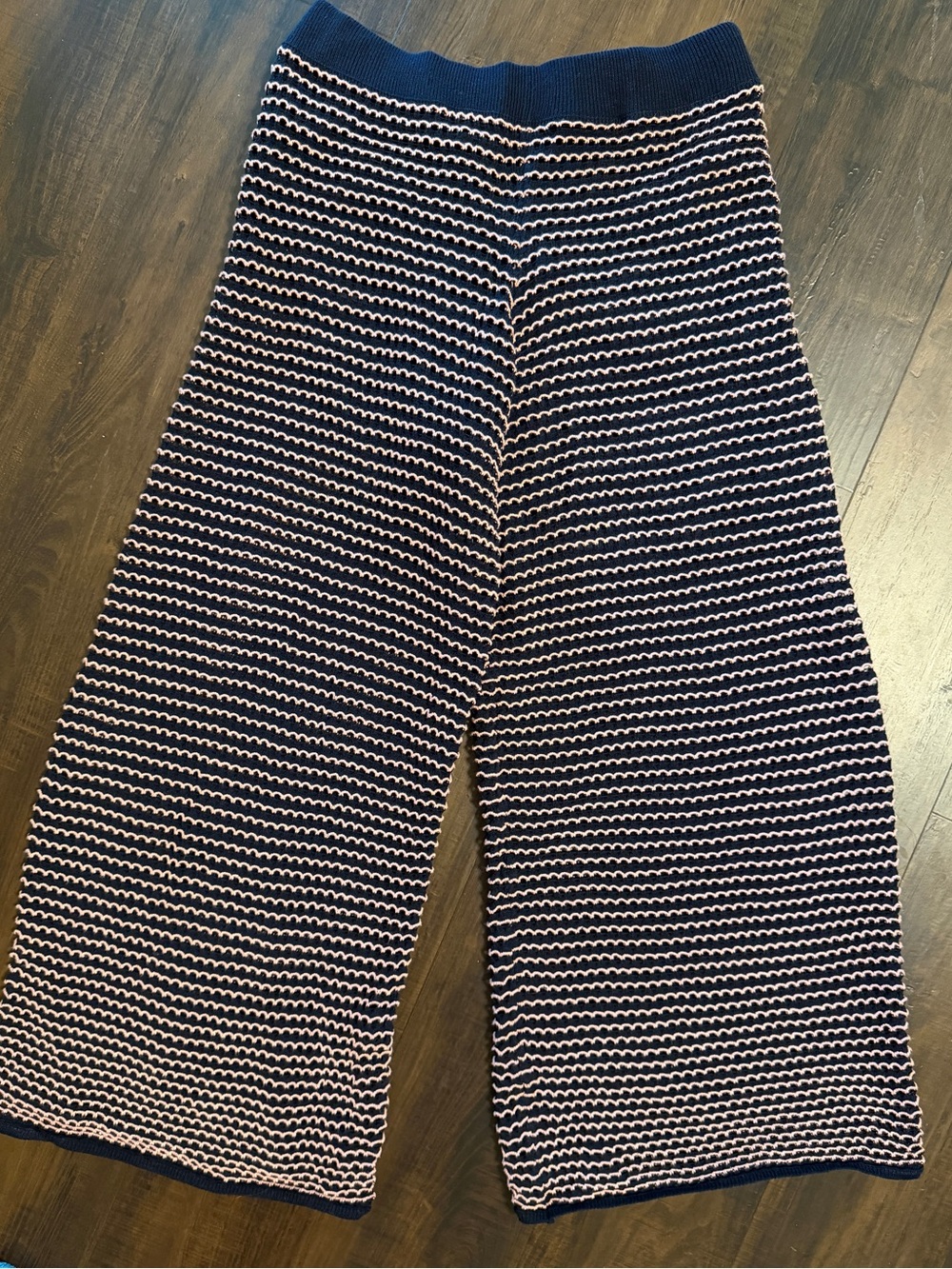 Zara Knit Y2K Navy Pink Striped Wide-Leg Women’s Small Pants